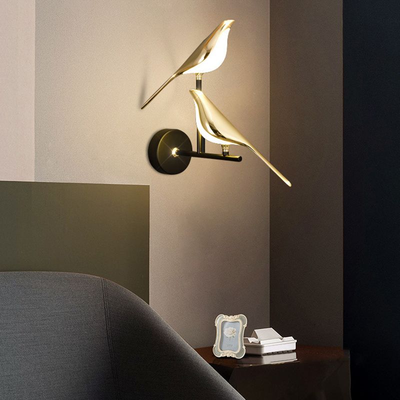 Multi Lights Bird Shaped Wall Lighting Fixtures Modern Style Metal Wall Mounted Lamps