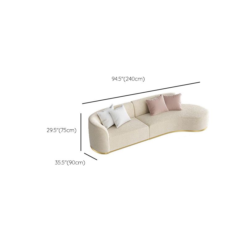 Glam Sectional Sofa White Curved Corner Sleeper Sectional with 3 Pillows