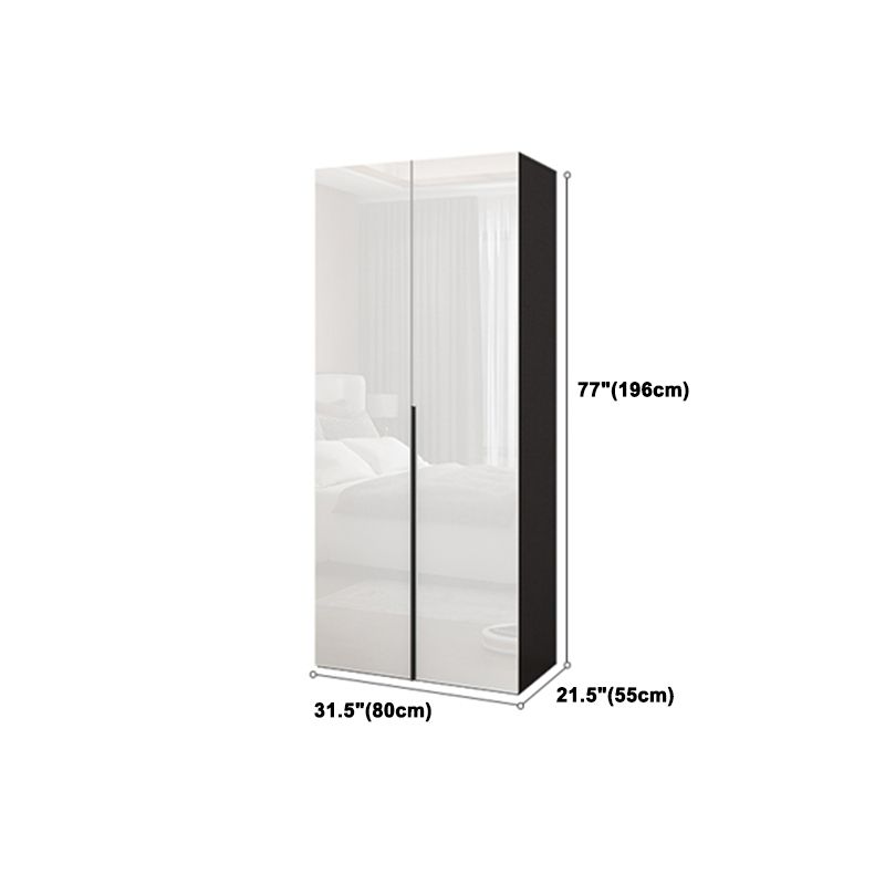 Contemporary Engineered Wood Wardrobe Armoire Mirrored Finish Wardrobe with 1 Drawer