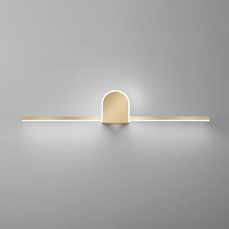 Metal Linear Wall Vanity Light Modern Style 1 Light Vanity Lighting Ideas in Gold