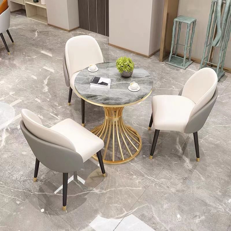 Metal Traditional Luxury Round Table Sintered Stone Top Indoor Table for Home