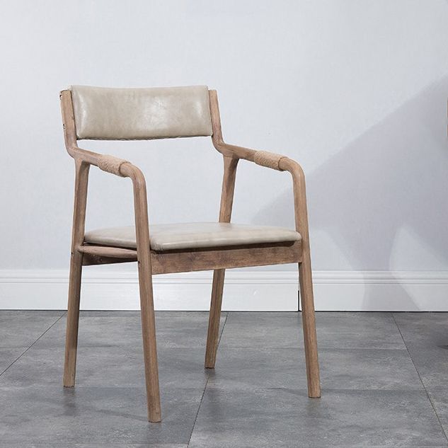Silla de comedor tapizada de madera con respaldo abierto, sillón de estilo rural interior, individual
