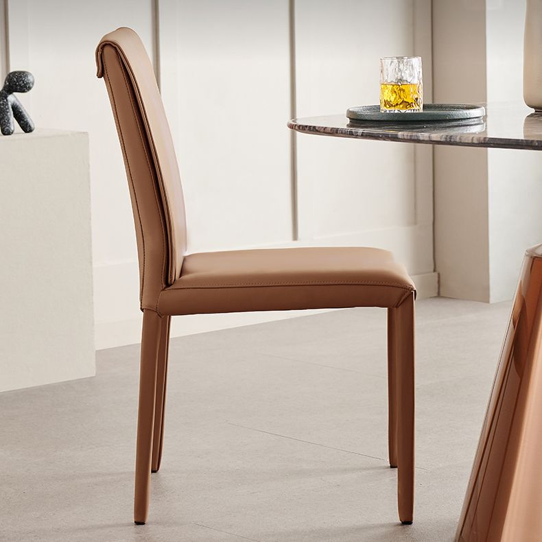 Silla lateral de cuero para el hogar, estilo diseñador, acabado mate, respaldo sólido, silla de comedor