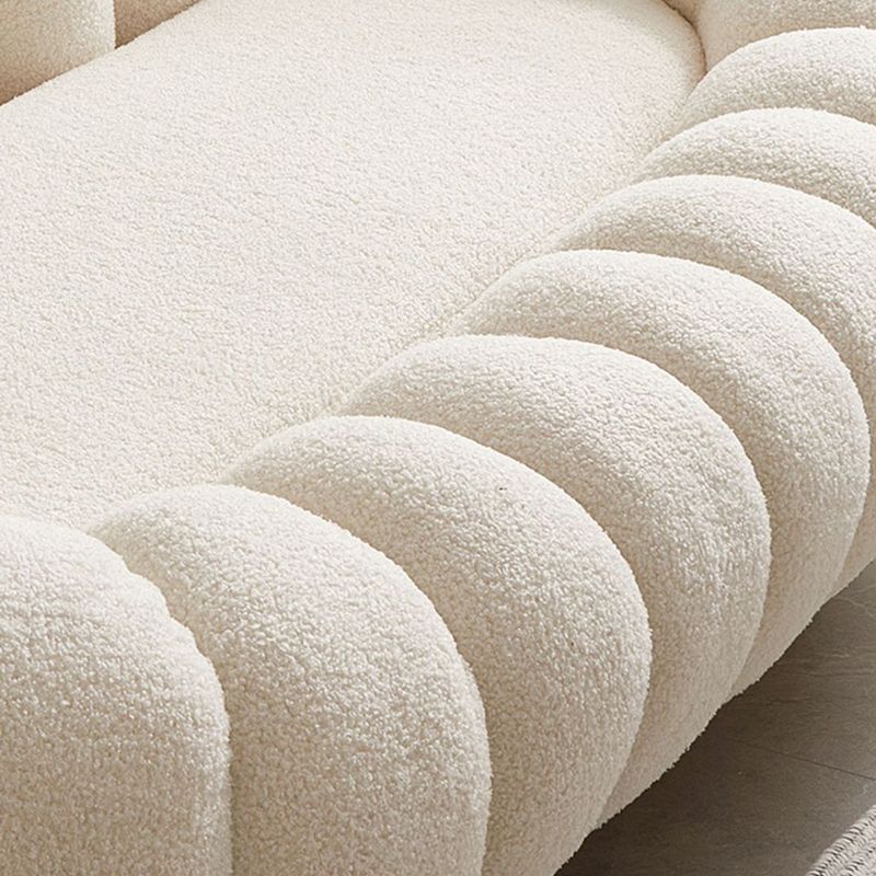 Beige Wool Stationary Sofa 27.55" High Sloped Arm Sofa for Living Room