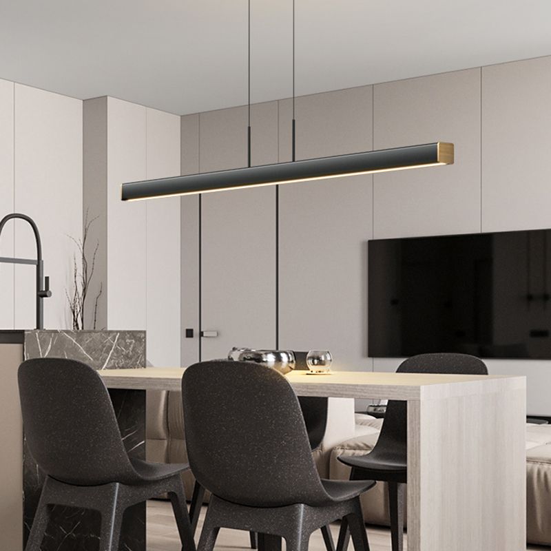 Ideas modernas de iluminación de la isla LED de hierro Lámpara lineal de lámpara lineal para el comedor