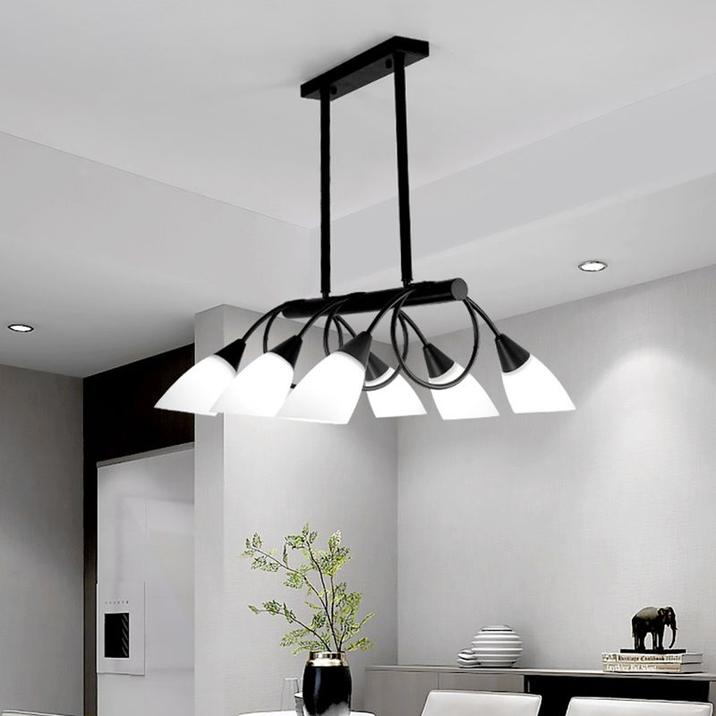 Glass Shaded Island Lighting Fixture Minimalist Style White Island Pendant Light