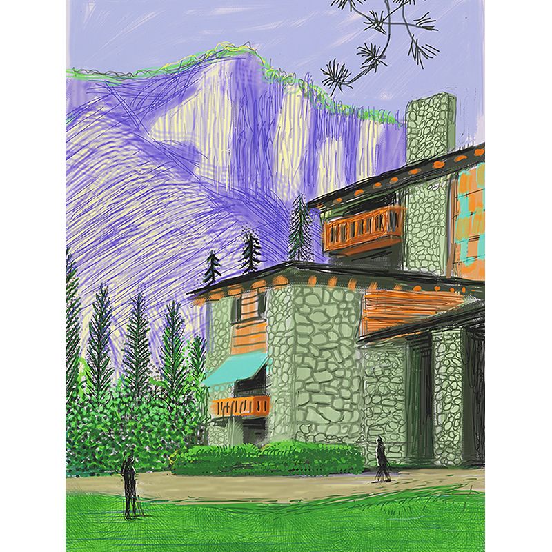 Whole Aesthetics Wallpaper Murals Purple-Green Stone House Beside Mountain Painting Wall Art, Custom-Print