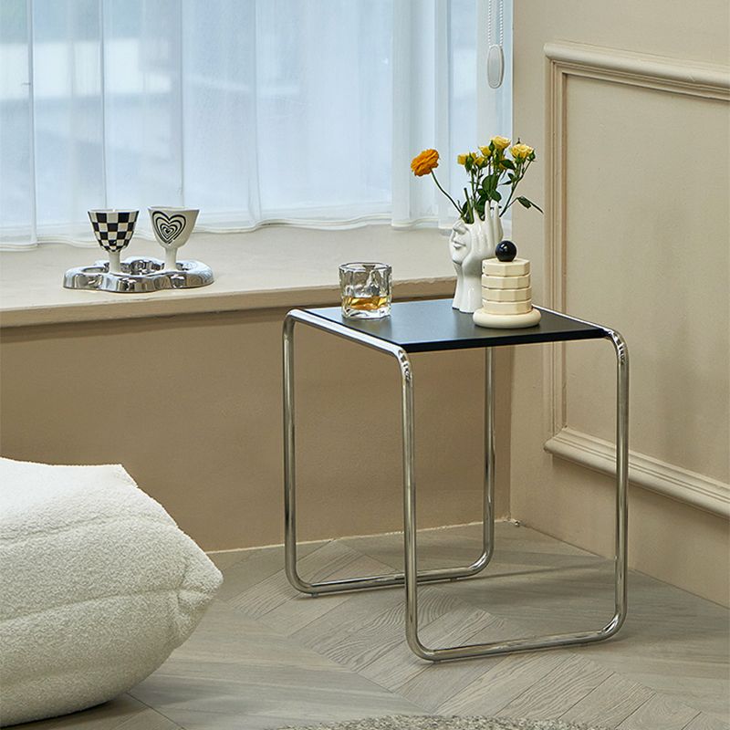 Minimalist Rectangular 15.7" D End Table Modern Steel Sled Side Table