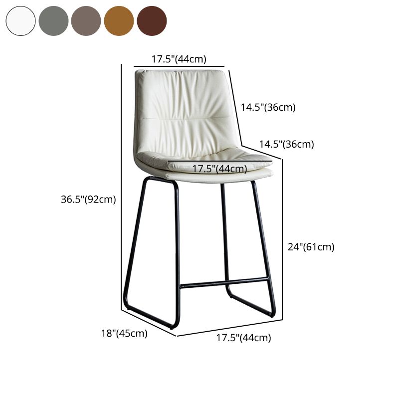 Nordic Indoor Simple Barstool Low Back Iron Tall Stool with Leather Seat