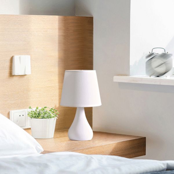 Macaron Cone Shape Table Light Fabric Bedroom Night Table Lamp