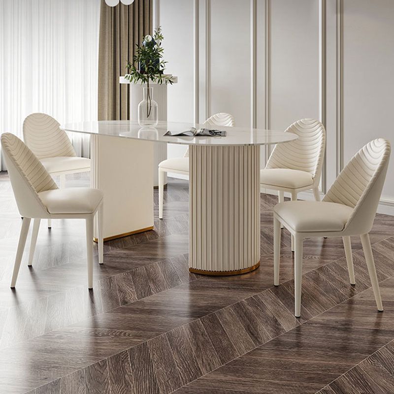 Glam Oval Dining Set Stone 1/4/5/7 Pieces Dining Furniture for Home