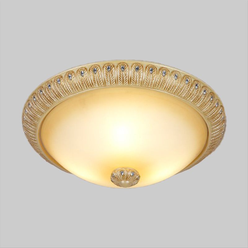 Dome Living Room Wall Sconce Rustic Frosted Glass 3 Bulbs Gold Wall Lighting Idea, 16"/19.5" Wide