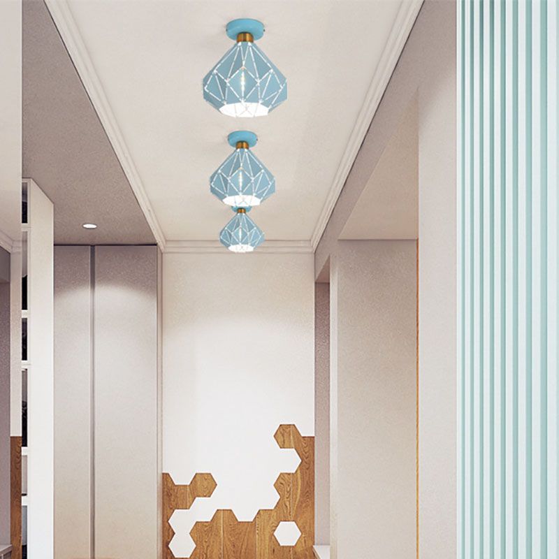 Modern Creative Iron Flush Mount Geometric 1-Light Ceiling Light for Bedroom