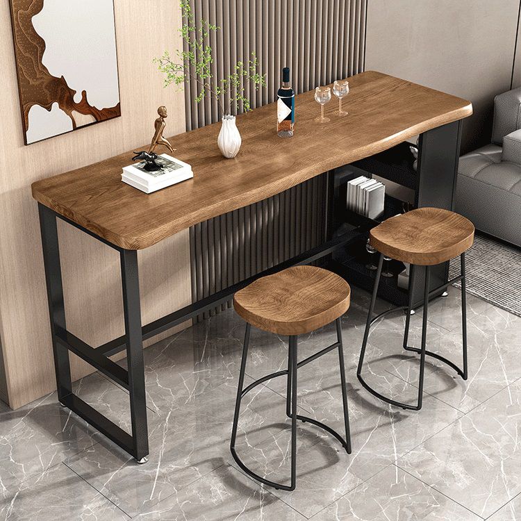 Indoor Modern Solid Wood Bistro Accent Dining Table Footrest Bistro Table with Storage