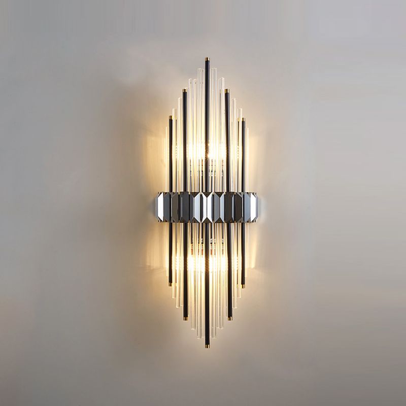 2 Light Unique Wall Sconce Postmodern Style Crystal Wall Lighting for Bedroom