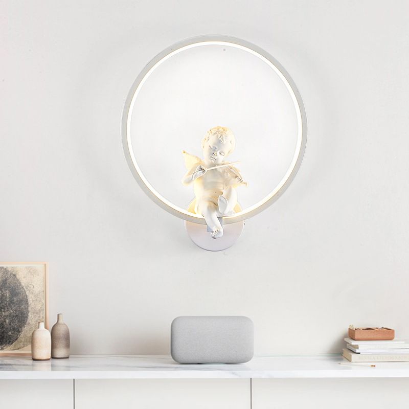 Moderne Stil runde Wandmontage Lampe Metall 1 Lichtwandbeleuchtung für Wohnzimmer