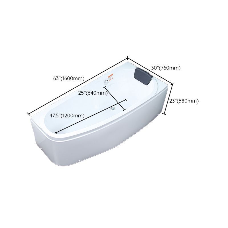 Modern Acrylic Tub Soaking Corner Bathtub in White , 22.83-inch Tall