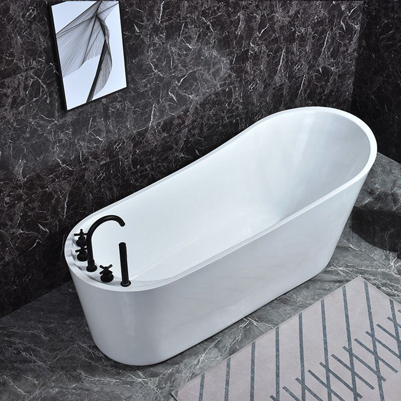 Modern Acrylic Freestanding Bathtub Soaking Single Slipper Tub in White