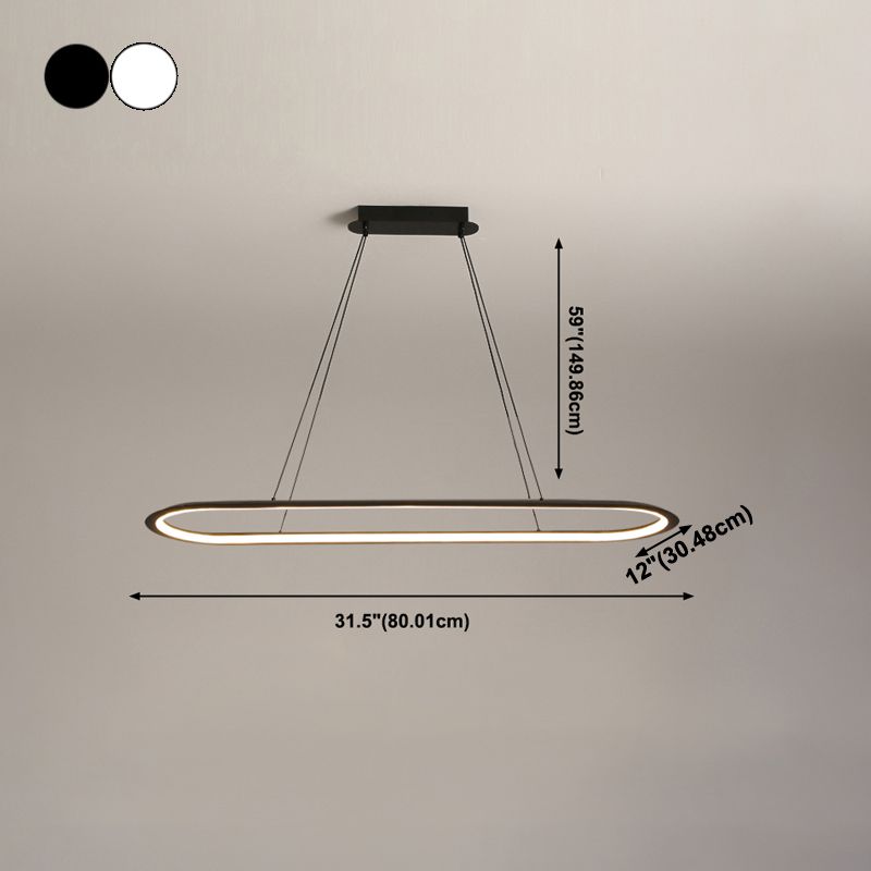 1 Light Oval Island Lights Contemporary Metal Island Lighting Ideas for Kitchen