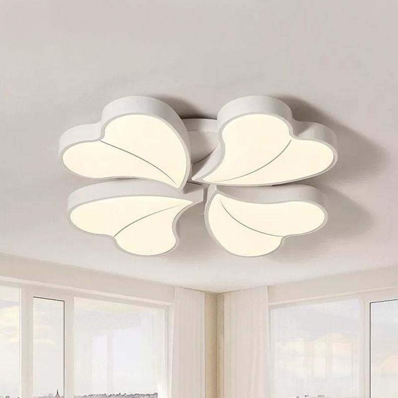 Nordic Four-Leaf Clover Flushmount Acrylic Bedroom LED Flush Mount Light in White with/without Remote Control, 20.5"/24.5" W