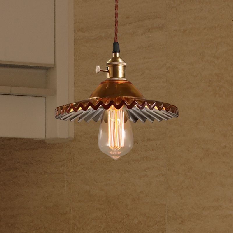 Luz de techo colgante de 1 luces de latón industrial negro/blanco/vidrio verde iluminación colgante festoneada para comedor