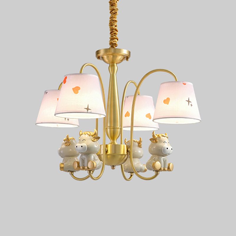 Animal Suspension Light Kids Resin Nursery Chandelier Light with Empire Shade in White