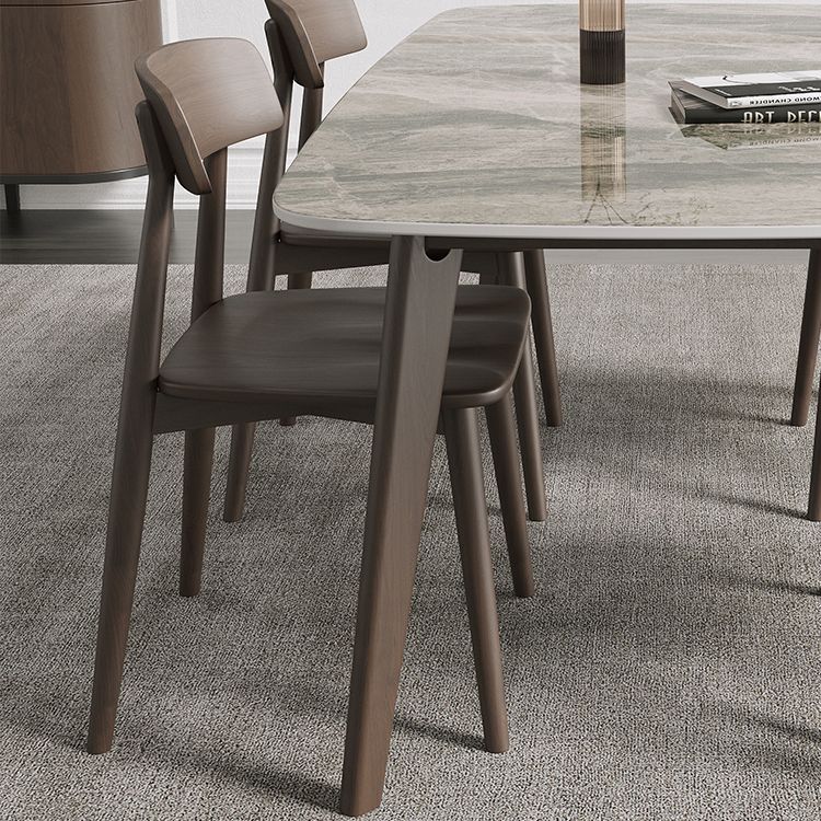 Rectangle Dining Table Oak Solid Wood Base Dining Table with 4 Legs