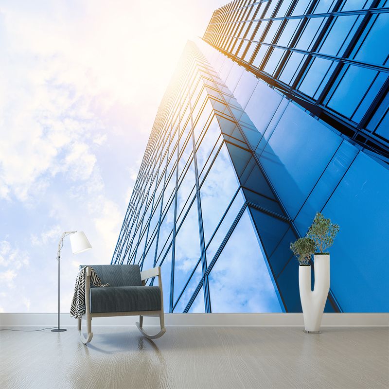 City Building Modernization Wall Mural for Meeting Room, Custom Size Available