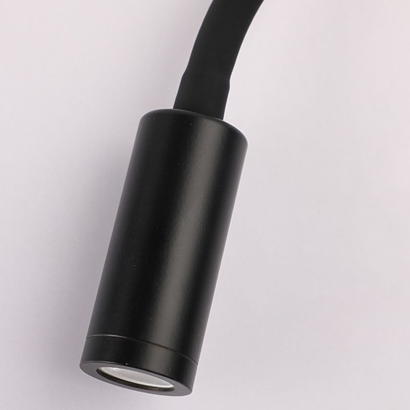 Round Shape Reading Wall Lighting Modern Style Metal Wall Mounted Lighting in Black