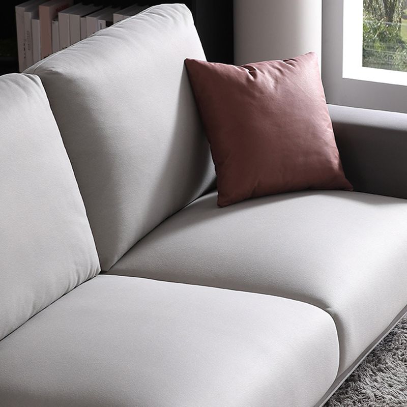 Fabric Living Room Square Arm Standard Cushions Light-grey Settee