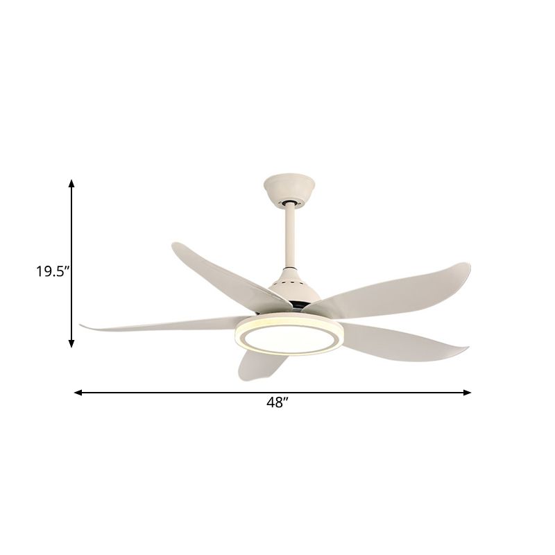 48 "Breite weiße LED-Halbflush Mount Contemporary Metal Circular Hanging Lüfterbeleuchtung für Wohnzimmer, 8 Klingen