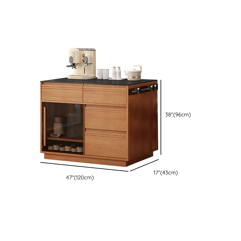 Modern Pine Wood Rectangle Kitchen Island Table for Dining Room