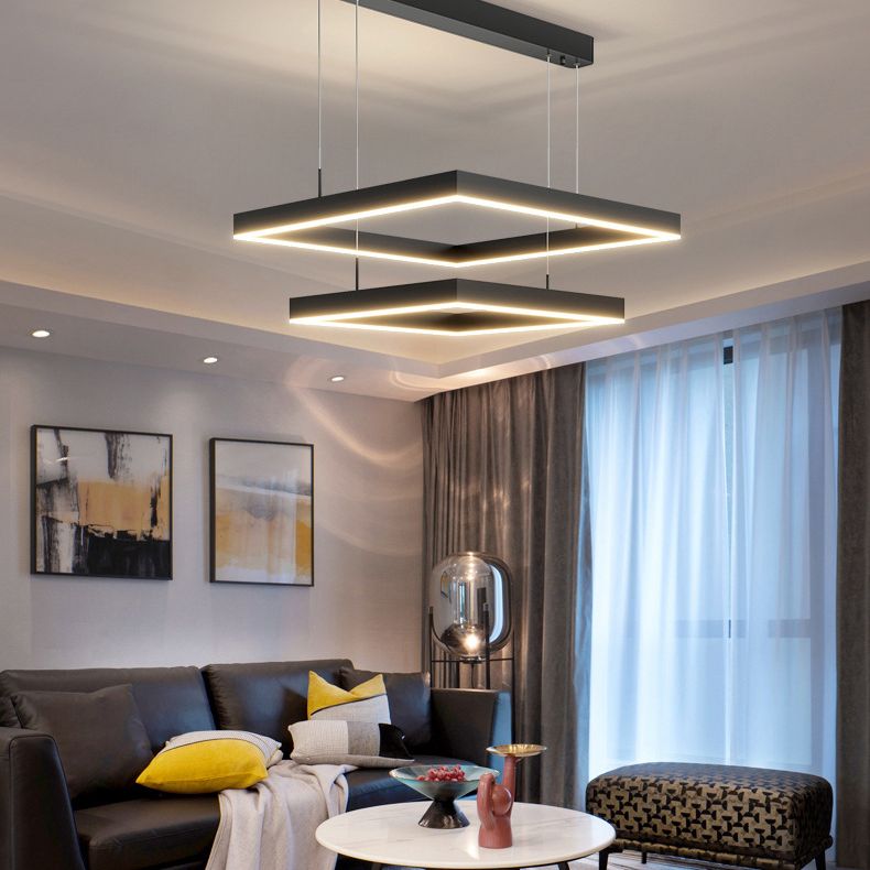 Simplicidad moderna colgando accesorio de luces de techo acrílico de lámpara de múltiples niveles de múltiples niveles para restaurante