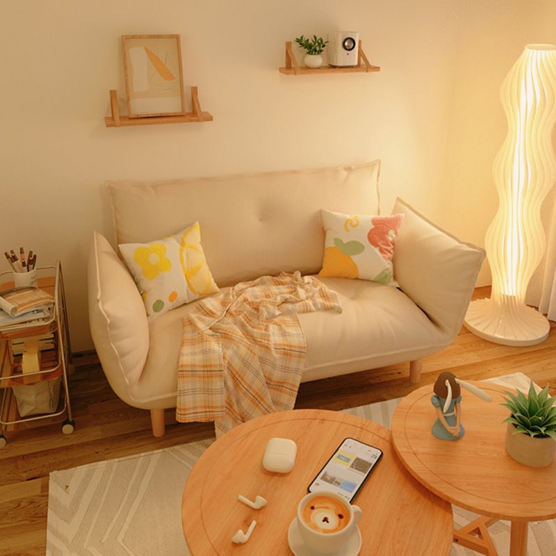 Modern Fabric Sofa Recessed Arm Seating with Pillows for Apartment