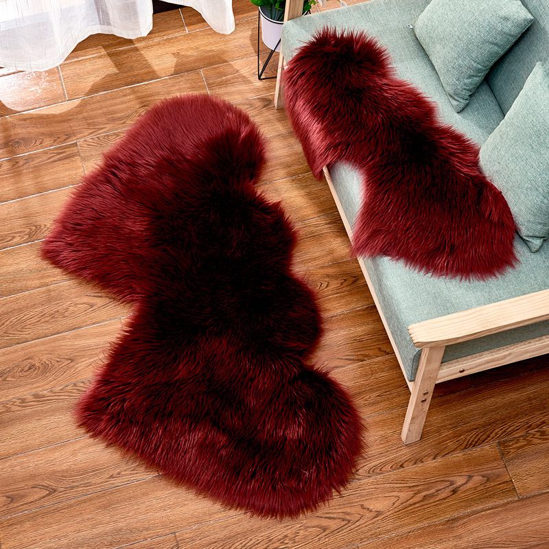 Double-Heart Shaped Modern Rug Multicolor Plain Carpet Stain Resistant Pet Friendly Non-Slip Backing Rug for Living Room