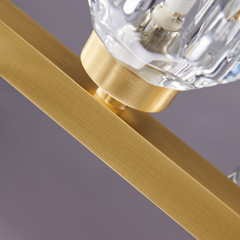 Contemporary Gold Hanging Light Crystal Island Light Fixture with Shade for Dining Table