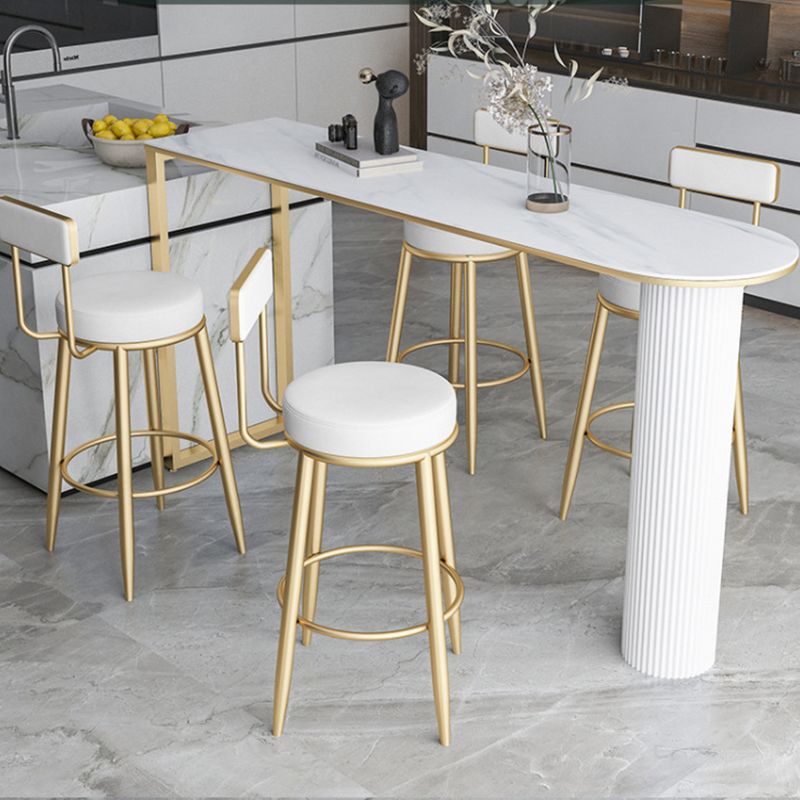 Contemporary Bar Table Stone Bar Dining Table with Double Pedestal
