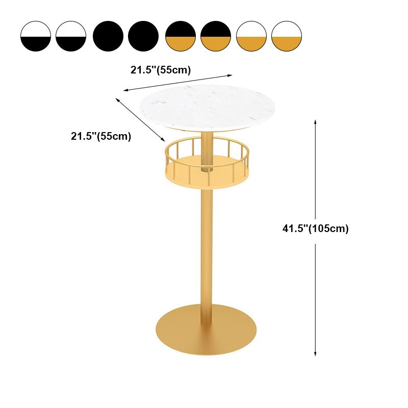 Contemporary Bar Dining Table Indoor Pedestal Marble Top Bar Height Table 42-Inch Top