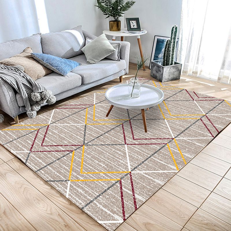 Multicolored Living Room Rug Modern Geometric 3D Illusion Rug Synthetics Non-Slip Backing Stain Resistant Machine Washable Area Rug