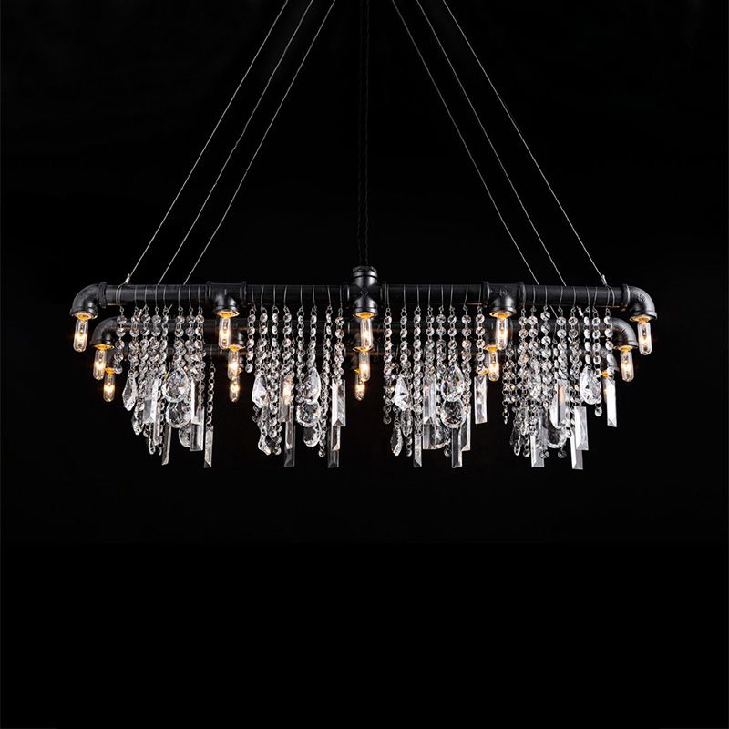 Rain Drop Island Chandelier Contemporary Crystal de 15 luces Lighting For Bar Restaurant