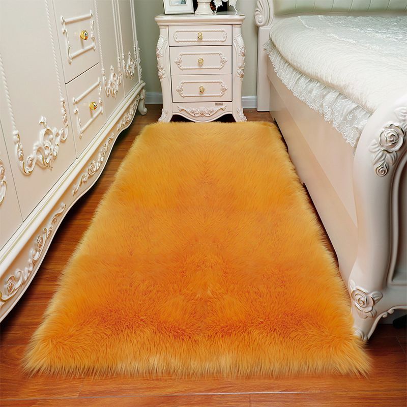 Cozy Plain Rug Faux Fleece Simplicity Carpet Washable Stain Resistant Non-Slip Rug for Girls Bedroom