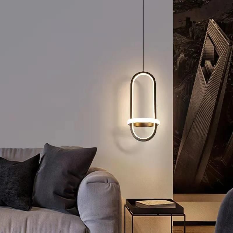 Linear Shape Hanging Lighting Modern Style Metal 2 Light Hanging Lamp for Bedroom