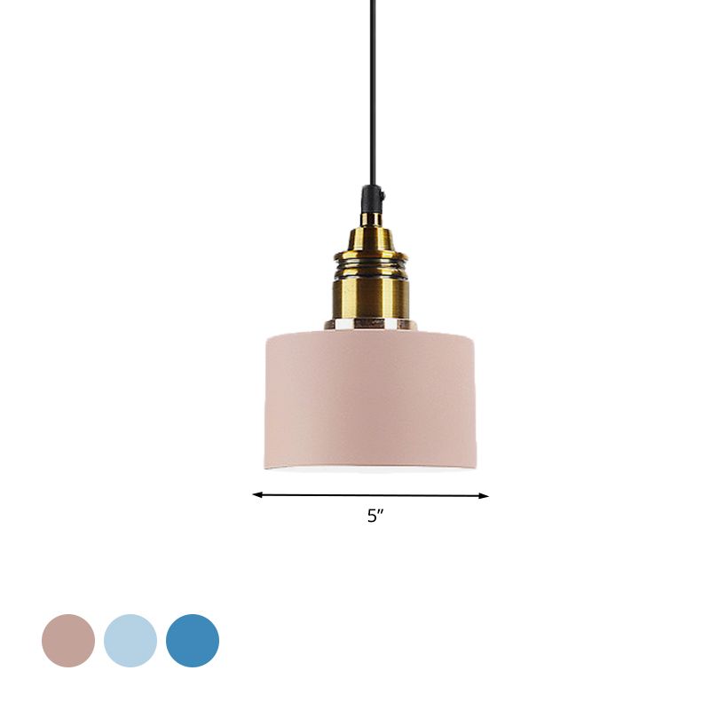 Lámpara de colgante redonda de 5 "/12" de ancho Macaron Macaron Metal Metal Lighting con enchufe de latón para corredor