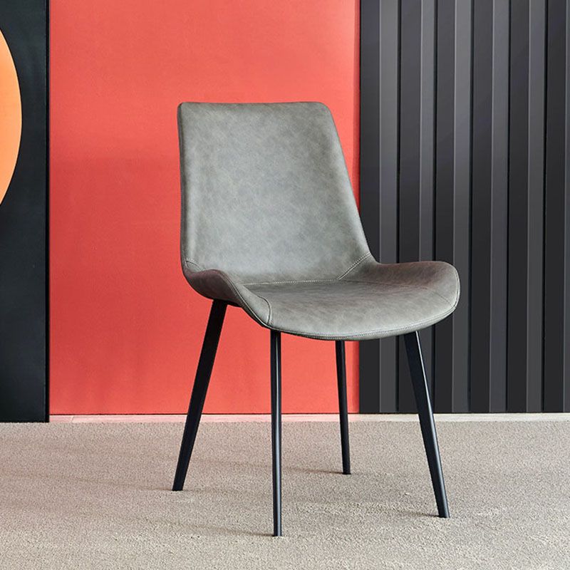 Sillas auxiliares de comedor de cuero de estilo industrial Silla con respaldo sólido para cocina (juego de 2)