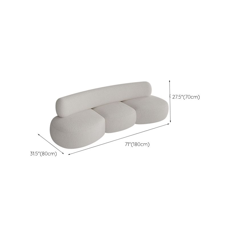 Contemporary Style Wool Sofa in White Curved Upholstered Sofa