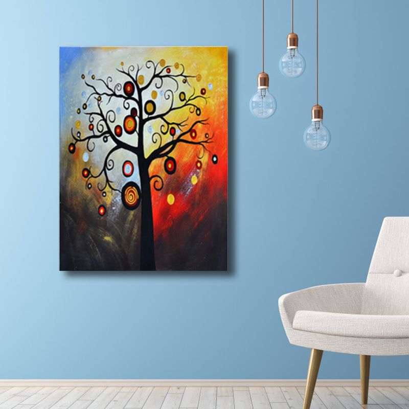 Magische bloemboom schilderij lichte kleur moderne kunststijl wanddecoratie voor eetkamer