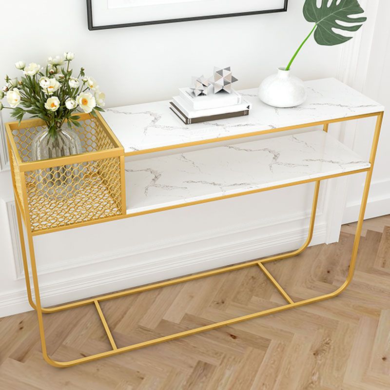 Contemporary Console Accent Table Antique Finish Sofa Console Table in Marble