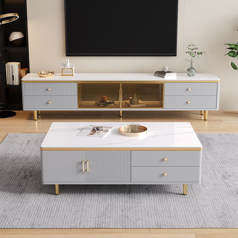 Slate Nesting Coffee Table Set Glam Coffee Table Set with Storage