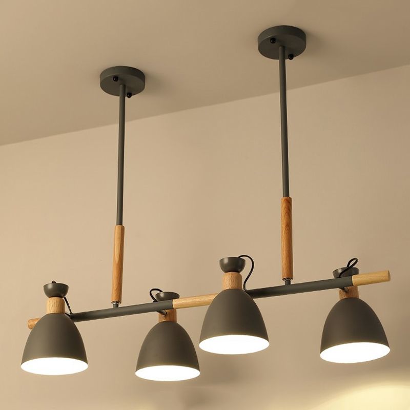 Metal Bowl Shape Chandelier Light Modern Style 4 Lights Chandelier Light Fixture in Gray