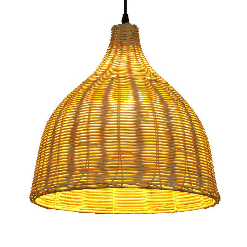 Bell Restaurant Hanging Lampe Bambus Single-Bulb Asian Deckenleuchte in Beige